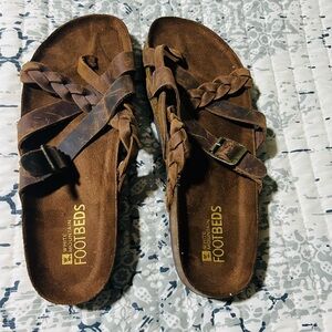White Mountain Footbeds Brown Thong Slide Sandals Size 11 NWOT